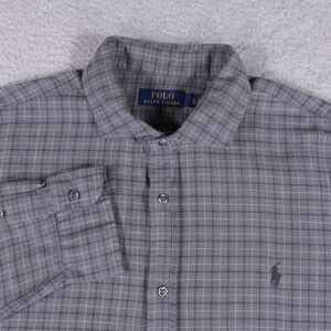 Polo Ralph Lauren Shirt Mens XL Gray Plaid Long Sleeve Button Up Casual
